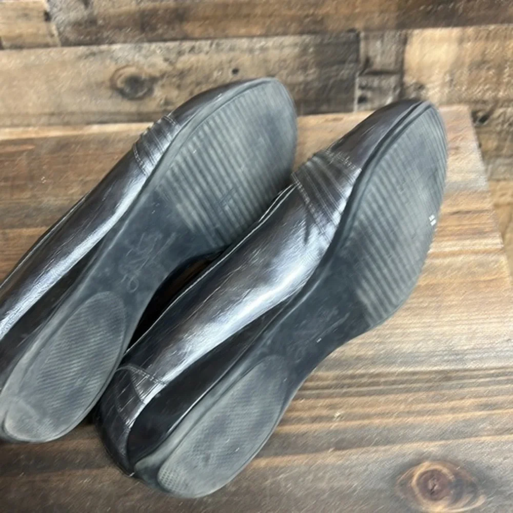 LifeStride Dallas Faux Leather Slip-on Croc Embossed Comfort Loafer Pewter Sz 11